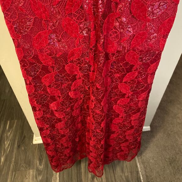 Shein Curve Red Strapless Long Mermaid Gown Red Leaf Lace Sz 2XL - Picture 7 of 12